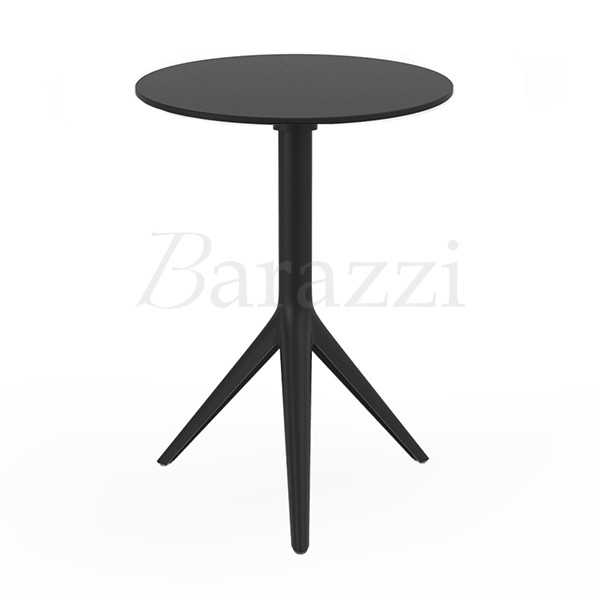 MARI-SOL Round Black Restaurant Table with Black HPL Table Top