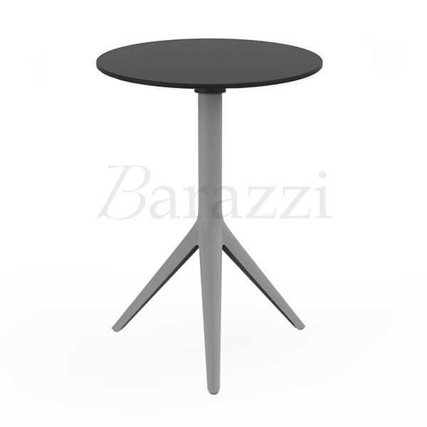 MARI-SOL Round Steel Color Dining Table with Black HPL Table Top