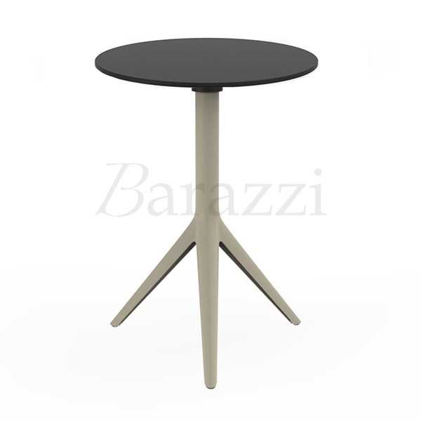 Table Taille Standard MARI-SOL Ecrue Plateau Rond Noir Fabriquee en Europe