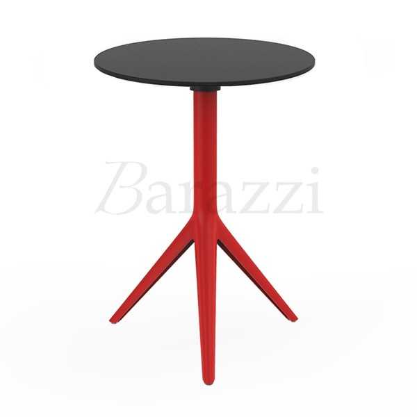 MARI-SOL Round Red Restaurant Table with Black Table Top Made in Europe