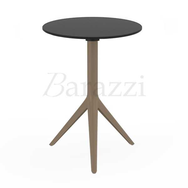 MARI-SOL Round Sand Restaurant Table with Black Table Top for Hotels Bars Restaurants