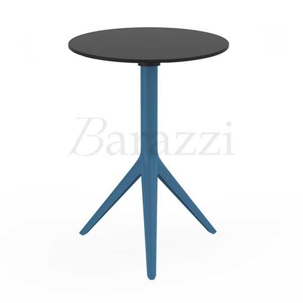 MARI-SOL Round Blue Restaurant Table with Black Table Top for Hotels Bars Restaurants