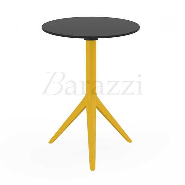 MARI-SOL Round Mustard Restaurant Table with Black Table Top for Hotels Bars Restaurants