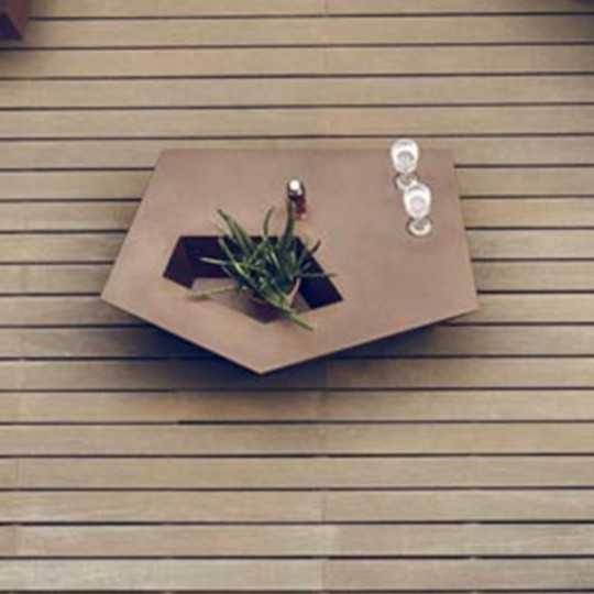 Faz Table Basse Laquée - Guéridon extérieur avec Finition Laquée et Pot de Fleur intégré
