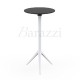 MARI-SOL White High Bar Table with Black Round Table Top