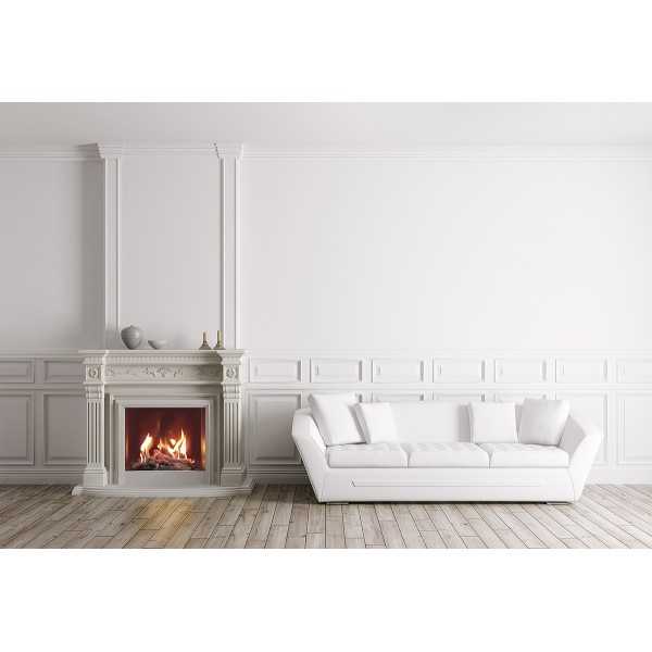 Cheminee a Gaz Design Focus 60 usage interieur ou exterieur. Buches en option