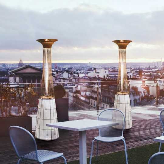 Dolce Vita Gas Outdoor Heaters with LED Lighting kit (optional) on a Bar Restaurant Terrace