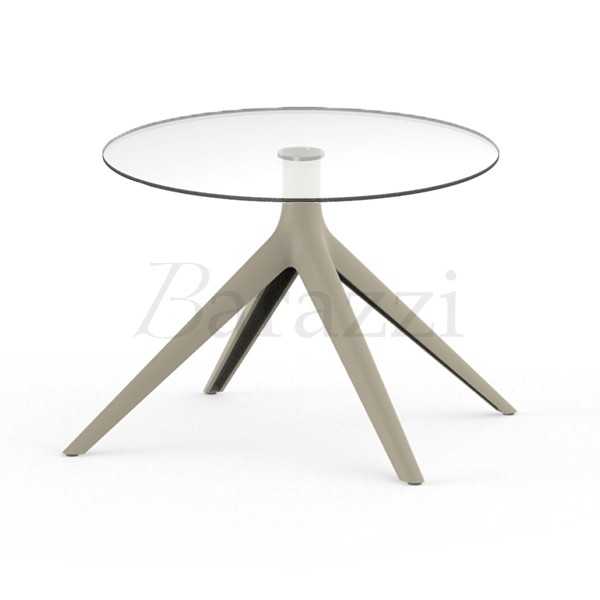 MARI-SOL Ecru Small Table with Round Tempered Glass Table Top
