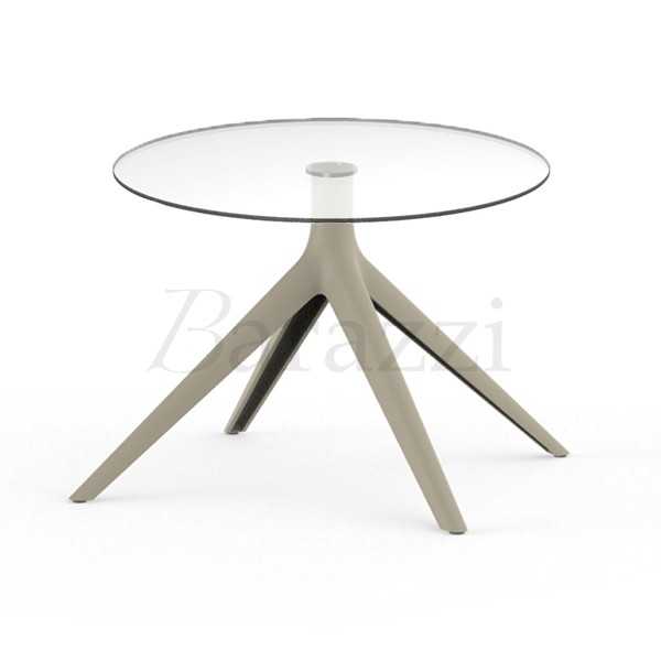 Petite Table Ecrue MARI-SOL 4 pieds Plateau Rond en Verre Trempe