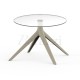 MARI-SOL Ecru Small Table with Round Tempered Glass Table Top