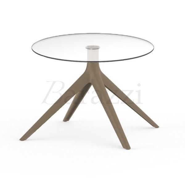 Table d Appoint Sable MARI-SOL Base 4 pieds et Plateau Rond en Verre Mobilier Ultra Resistant