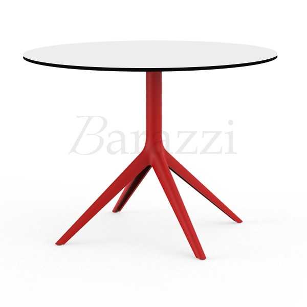 Table de Repas Ronde Rouge MARI-SOL 4 Pieds Plateau Blanc a bord Noir Fabriquee en Europe