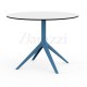 Table de Restaurant Ronde Bleue MARI-SOL 4 Pieds Plateau Blanc a bord Noir Mobilier tres resistant