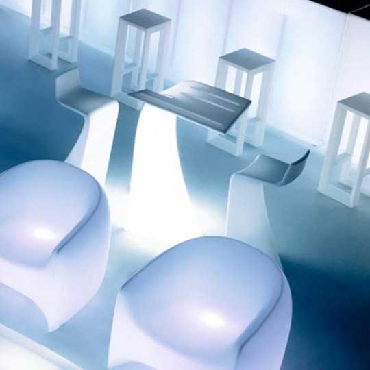 Wing Bar Stool White Led Light Seat Luz and RGB by Vondom