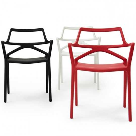 DELTA Chair Stackable Seat White Black Red Color Vondom