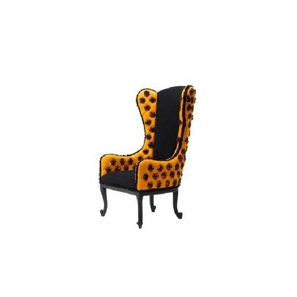 SHOW very original Baroque Bergere Chair made of Wood and highly resistant Fabric