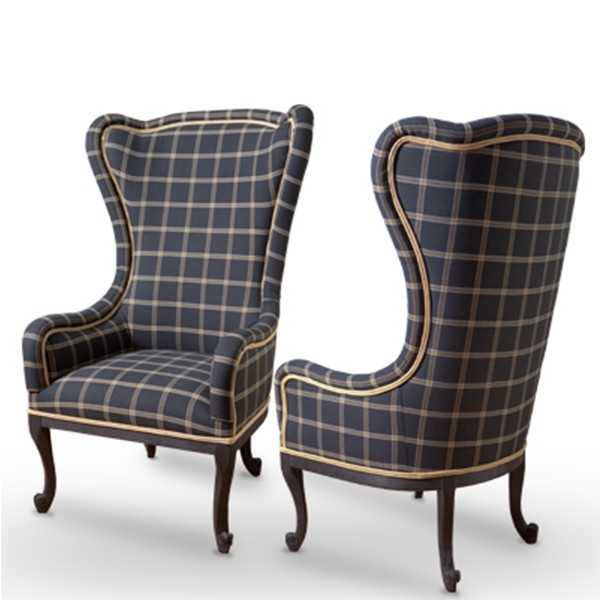 Fauteuil Siege Baroque APPEAL avec Dossier Haut et Tissu Classique Tartan 