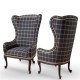 APPEAL Baroque Armchair Seat with High Backrest and Classic Tartan fabric