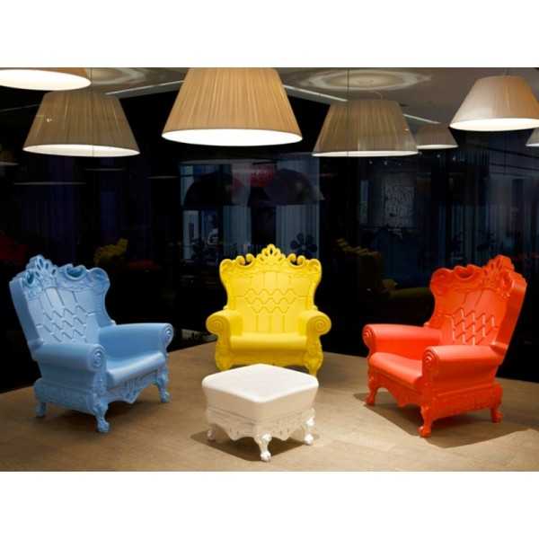 3 Fauteuils Couleur Bleu Jaune Rouge Mat Queen of Love Slide Design