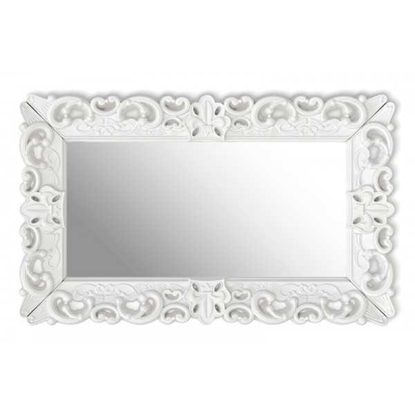 Mirror M Lacquered Color White Rococo Mirror of Love Slide Design