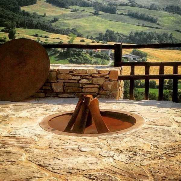 HOLE Countersunk Outdoor Fire Pit Corten Rust Finish Steel