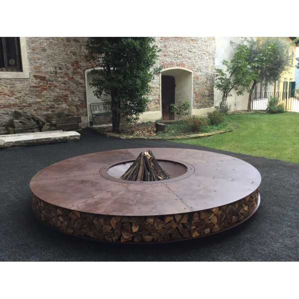 ZERO 300 Giant Outdoor Rust Finish Steel Fire Pit contemporary design