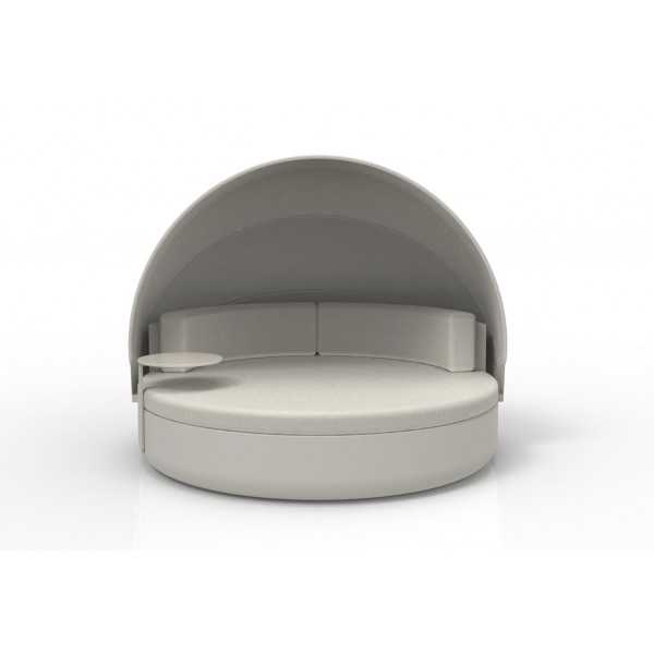 Canape rond XXL cocooning avec capote articulee et base pivotante ULM Igloo (table en option)