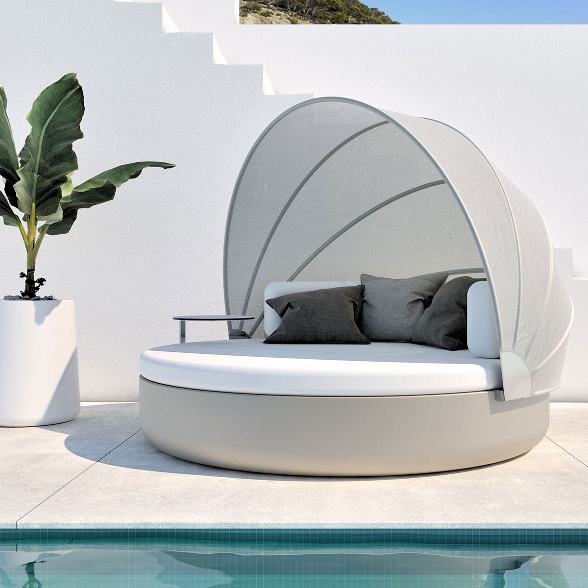 ULM Daybed Sofa Parasol Igloo-like Outdoor Sofa with Matt 