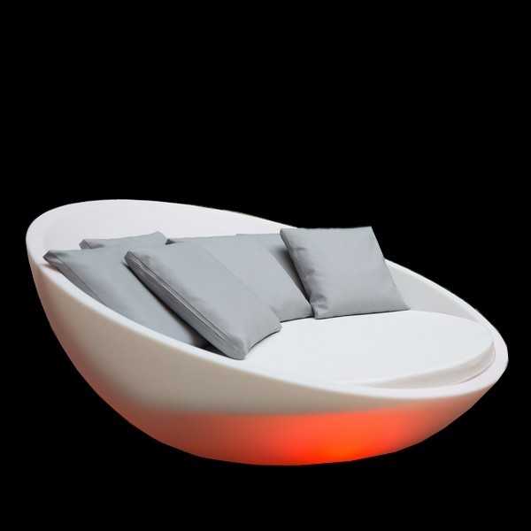 Lit de Piscine Design Rond Lumineux Multicolore, Lumière Orange