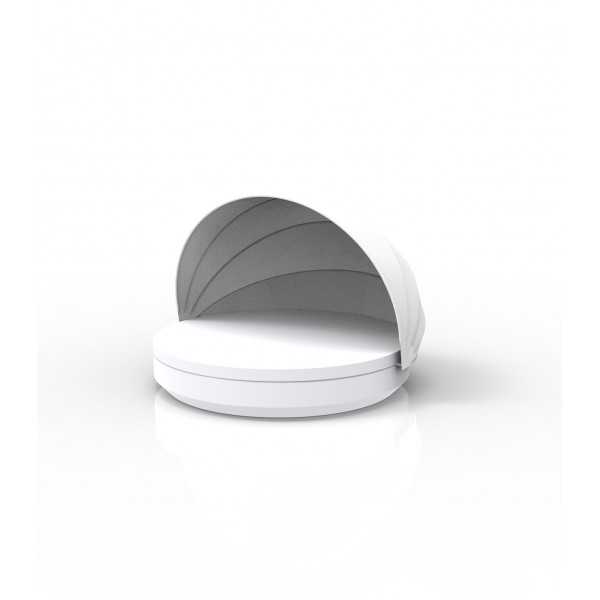 Canape Blanc avec Repose-pieds integre pour Terrasse avec Ombrelle Anti UV