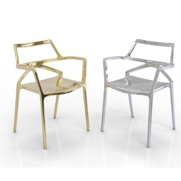 DELTA GOLD and SILVER Outdoor Stackable Chrome Silver Restaurant Seats by Vondom