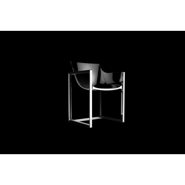 WALL STREET SILVER Outdoor Seat with Armrests Silvered Lacquered Gloss Vondom
