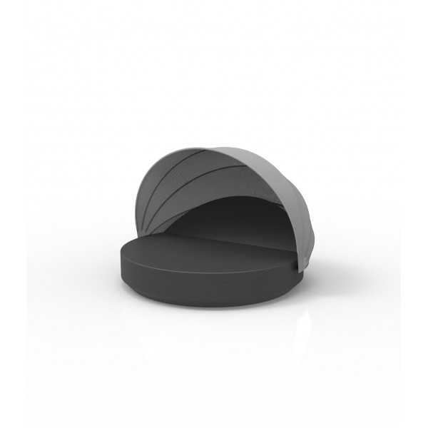 Anthracite Colour Giant Transat with Reclining Backrest and Umbrella Colour Steel
