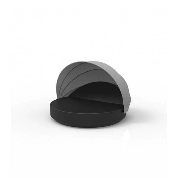 Bed for Outdoor Terrace with Comfortable Back Lounge Parasol Colour Black