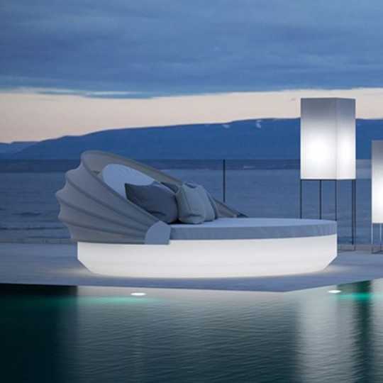 VELA DAYBED Rond Inclinable Parasol Lumineux Blanc - VONDOM