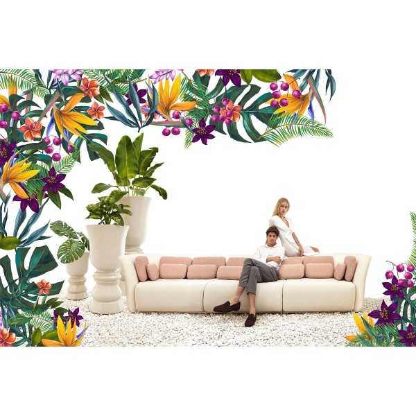 SUAVE SOFA Three-Seater Outdoor Fabric Modular Couch by VONDOM
