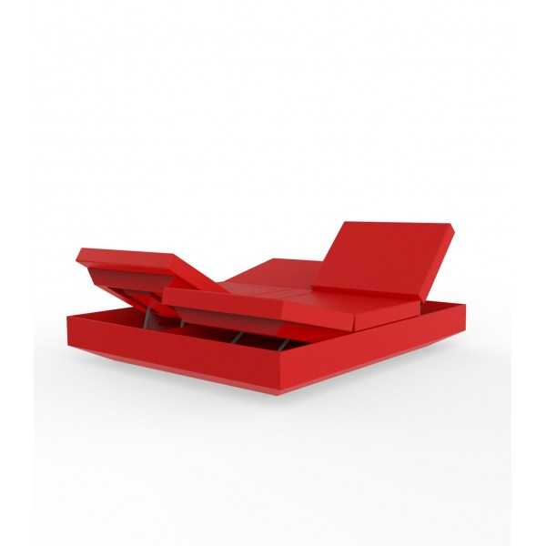 Outdoor Couch for 2 Vela Daybed by Vondom with 4 Reclining Backrests - Red Color with Matt Finish