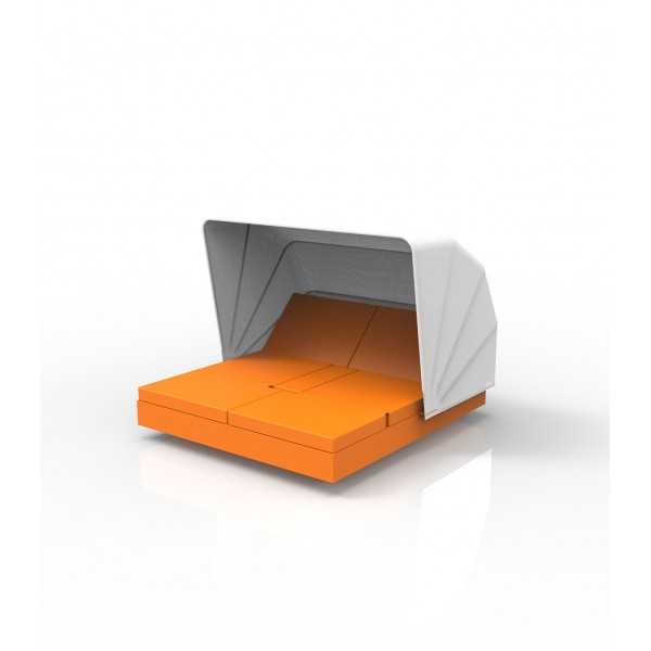 Orange Swimming Pool Side Sofa with Square Sun Shelter
