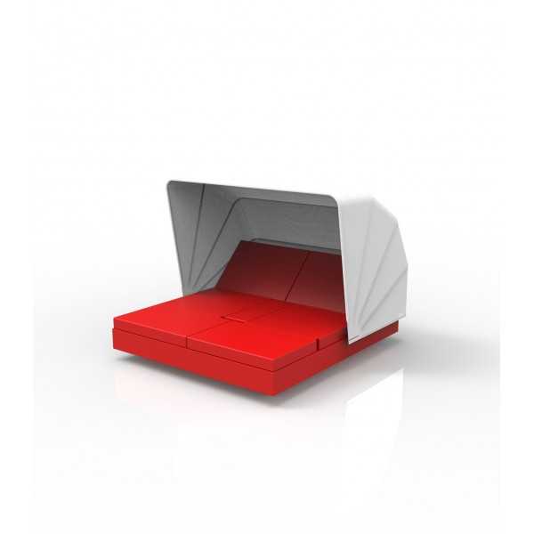 Large Transat Rouge Carre avec Ombrelle Protection Solaire Confortable