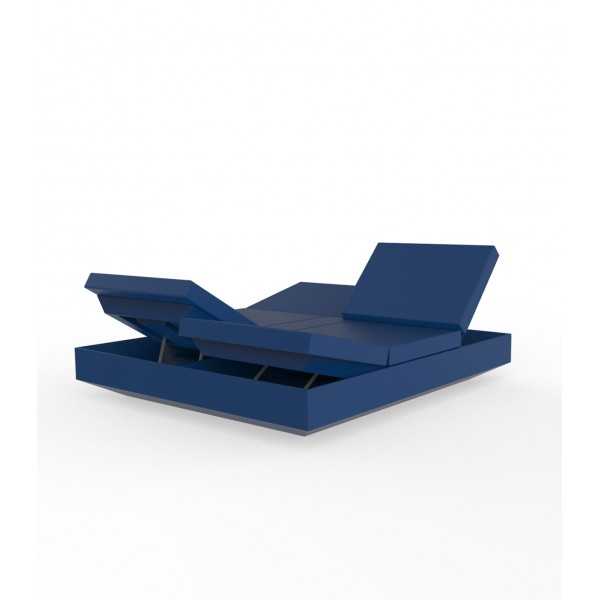 Poolside Long Chair for 2 Vela Daybed by Vondom with 4 Reclining Backrests - Navy Color with Matt Finish