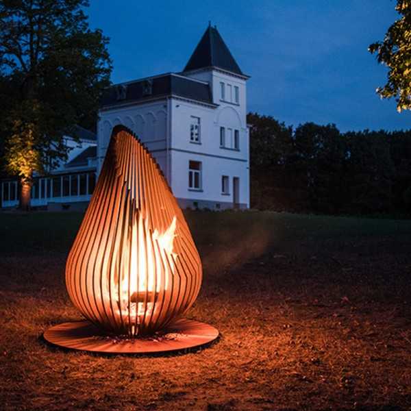 Brasero foyer de jardin DEWDROP taille XL en Acier Corten de GLOWBUS