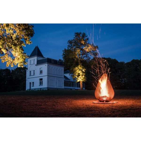 outdoor wood fireplace Dewdrop XL Glowbus Terrasse