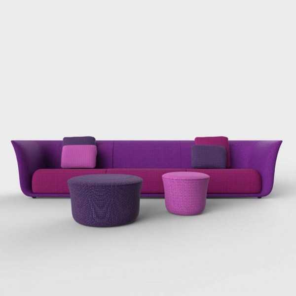 SUAVE OTTOMAN - Pouf Rond Extérieur Tissu - VONDOM