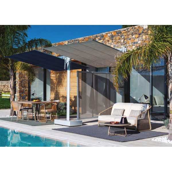 FLEXY TWIN Sun Umbrella with 2 sliding canopies Ideal Poolside and Terrace