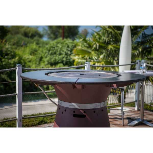 Tables hautes de jardin avec plancha au gaz intégrée FUSION High Gaz de VULX couleur Corten
