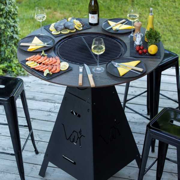MAGMA WOOD & GAS - Table and Mange-debout Brazier Barbecue Wood or Gas - VULX