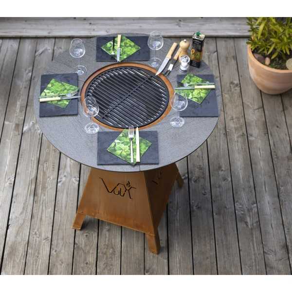 Table mange debout Brasero Barbecue au charbon de Bois pour restaurant MAGMA de VULX