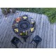 Restaurant terrace with high outdoor table, brazier, wood burning barbecue and MAGMA grill from VULX-.