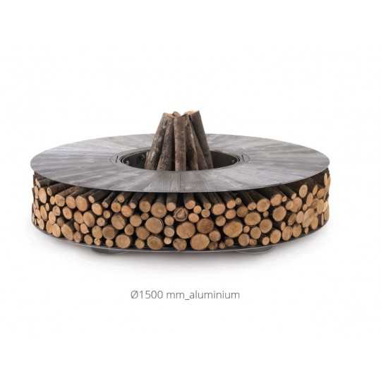 ZERO 150 - Brasero d'Extérieur Finition Aluminium/Fer/Bois Ø 150 - AK47
