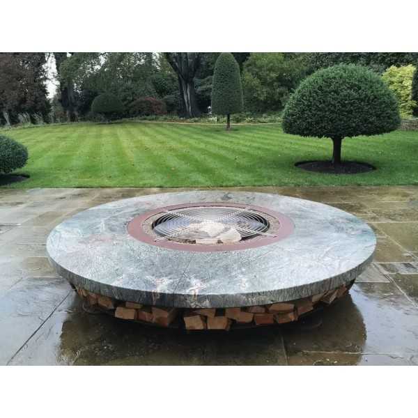 ERCOLE Rainforest Green Marble Outdoor Fire Pit 250cm diameter